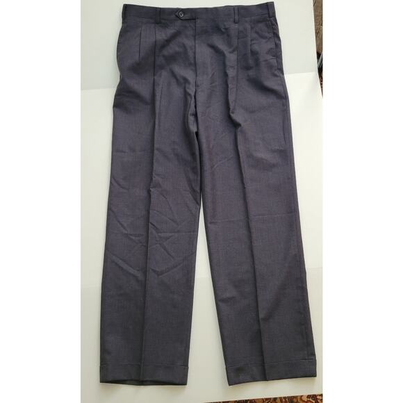 Jos A. Bank 2 PC 100% Wool Dark Charcoal Gray Plaid 2 Button Suit 46R Pant 38/32 - Picture 8 of 11